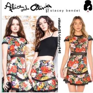 NWOT Alice and Olivia Rapunzel dress. Floral with lace details